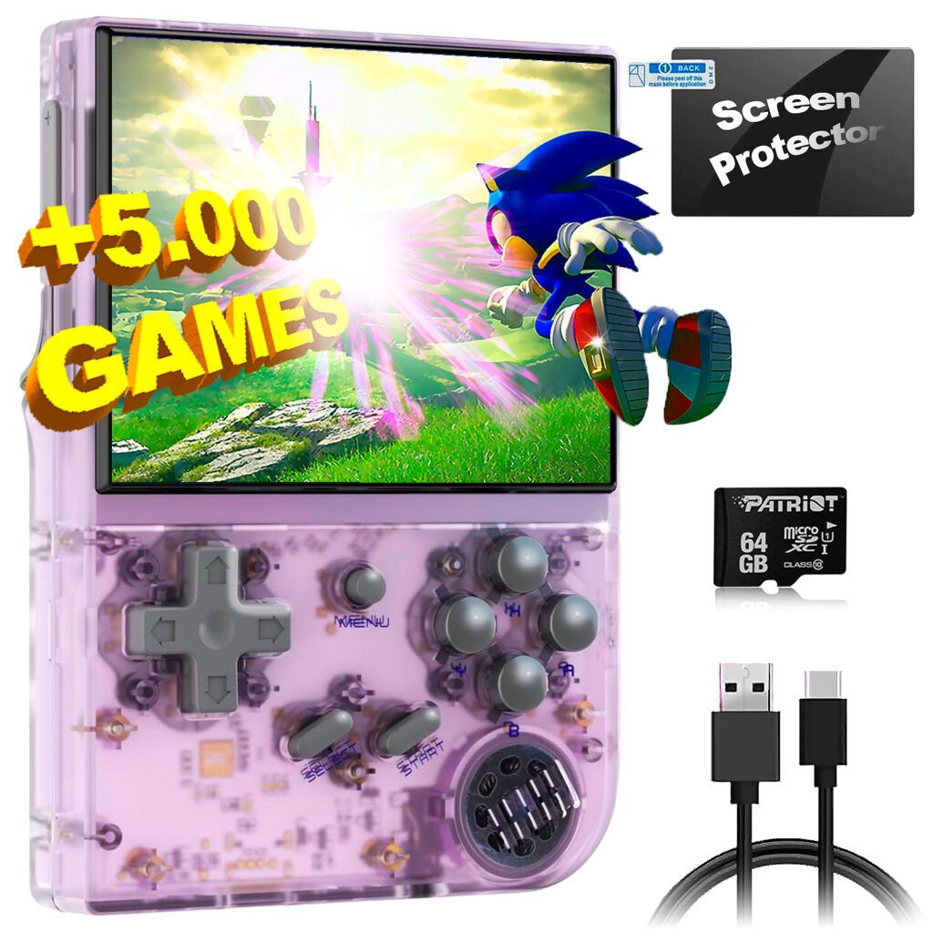 Anbernic - RG35XX Consola retro portatil 64 GB con 5.000 juegos y 30 emuladores PS1, PSP, N64, NDS, SN, GB, GBA, consolas de juegos retro, emulador clásico, consola de mano - SVP Game