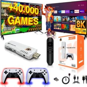 SVP Game - R36S Consola Retro Portátil 40.000 Juegos y 25 Emuladores Arcade PSP PS1 N64 NDS SN GB GBA GBC SNES NES CPS MAME Atari - Game Console, Videojuegos clásicos 28 SVP Game - K8 Pro Consola de juegos retro, Game Stick con +40.000 juegos +14 emuladores + Android TV - Game TV Stick, Plug & Play HDMI con 2 mandos y control TV inalámbricos