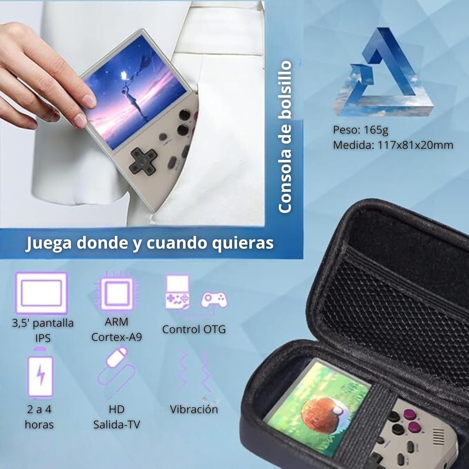 Anbernic - RG35XX Consola retro portatil 64 GB con 5.000 juegos y 30 emuladores PS1, PSP, N64, NDS, SN, GB, GBA, consolas de juegos retro, emulador clásico, consola de mano - SVP Game 9 Anbernic - RG35XX Consola retro portatil 64 GB con 5.000 juegos y 30 emuladores PS1, PSP, N64, NDS, SN, GB, GBA, consolas de juegos retro, emulador clásico, consola de mano - SVP Game - Imagen 2