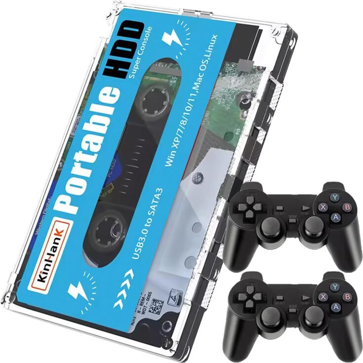 Kinhank - Disco Duro Externo portátil 500 GB HDD Integrado con +111.000 Juegos, Sistema Batocera 33 con más de 80 emuladores clásicos y AAA, soporta Windows y MacOS - SVP Game