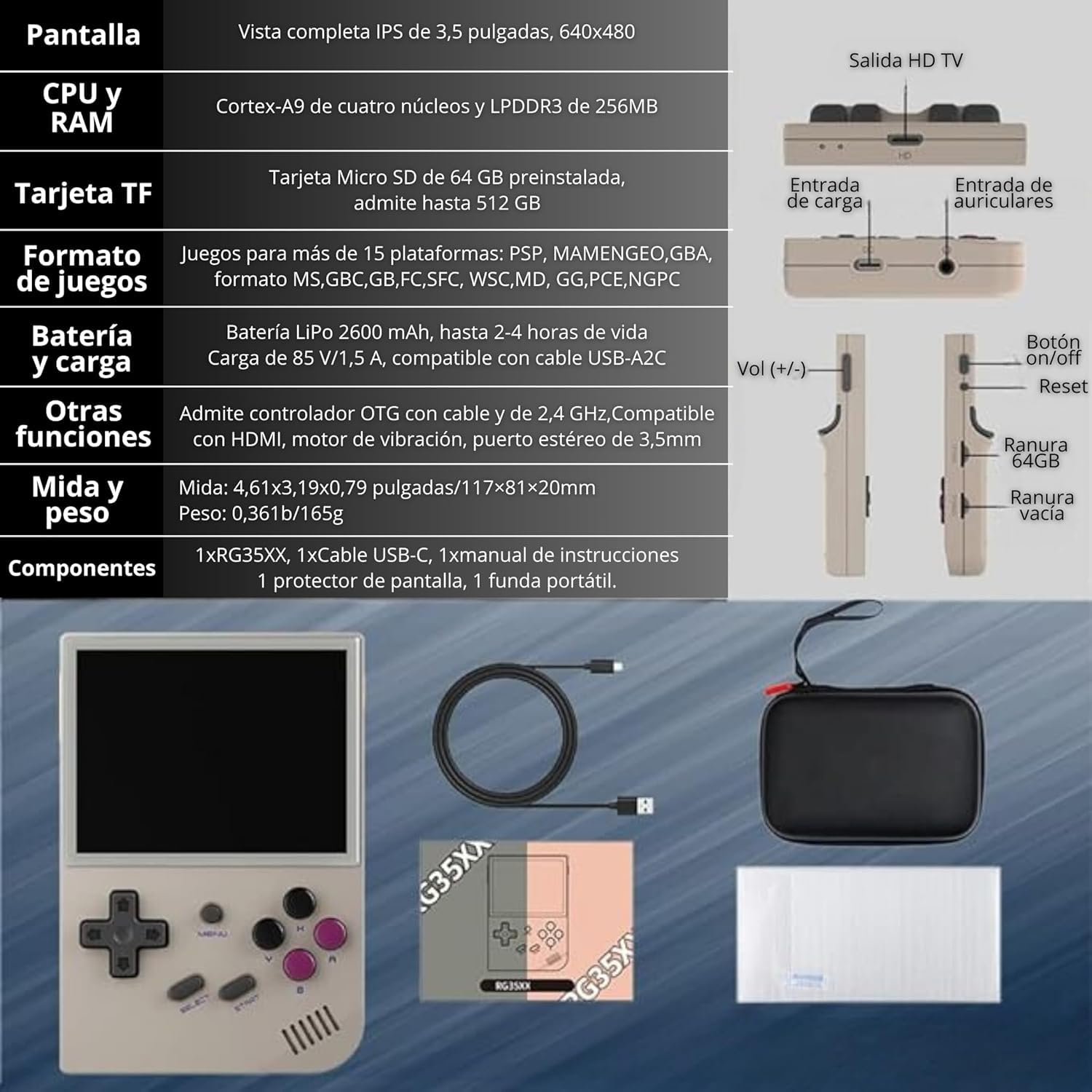 Anbernic - RG35XX Consola retro portatil 64 GB con 5.000 juegos y 30 emuladores PS1, PSP, N64, NDS, SN, GB, GBA, consolas de juegos retro, emulador clásico, consola de mano - SVP Game 13 Anbernic - RG35XX Consola retro portatil 64 GB con 5.000 juegos y 30 emuladores PS1, PSP, N64, NDS, SN, GB, GBA, consolas de juegos retro, emulador clásico, consola de mano - SVP Game - Imagen 6
