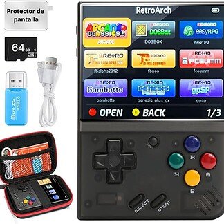 SVP Game - R36S Consola Retro Portátil 40.000 Juegos y 25 Emuladores Arcade PSP PS1 N64 NDS SN GB GBA GBC SNES NES CPS MAME Atari - Game Console, Videojuegos clásicos 25 Consola de juegos retro SVP Game con pantalla de 3.5 pulgadas y accesorios.